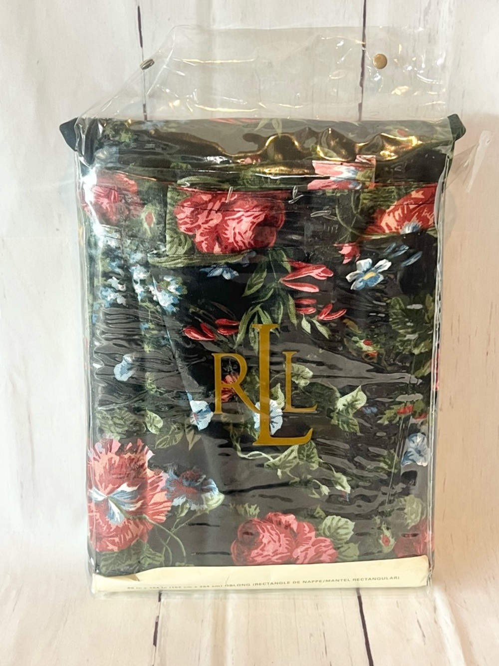 NIP Vintage Ralph Lauren Isadora Cossette Black Floral Tablecloth 60x104 Oblong - Picture 10 of 10